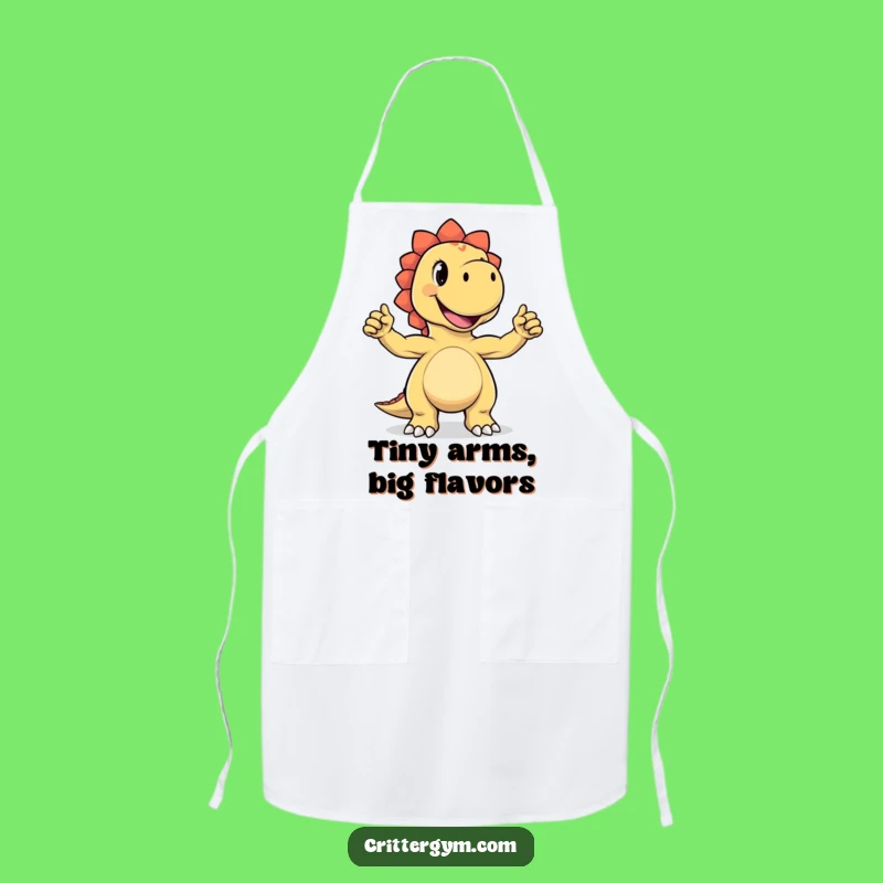 Funny Dino Flex Apron: Joyful Dinosaur Tiny Biceps Cooking - Hilarious Kitchen Gift!
