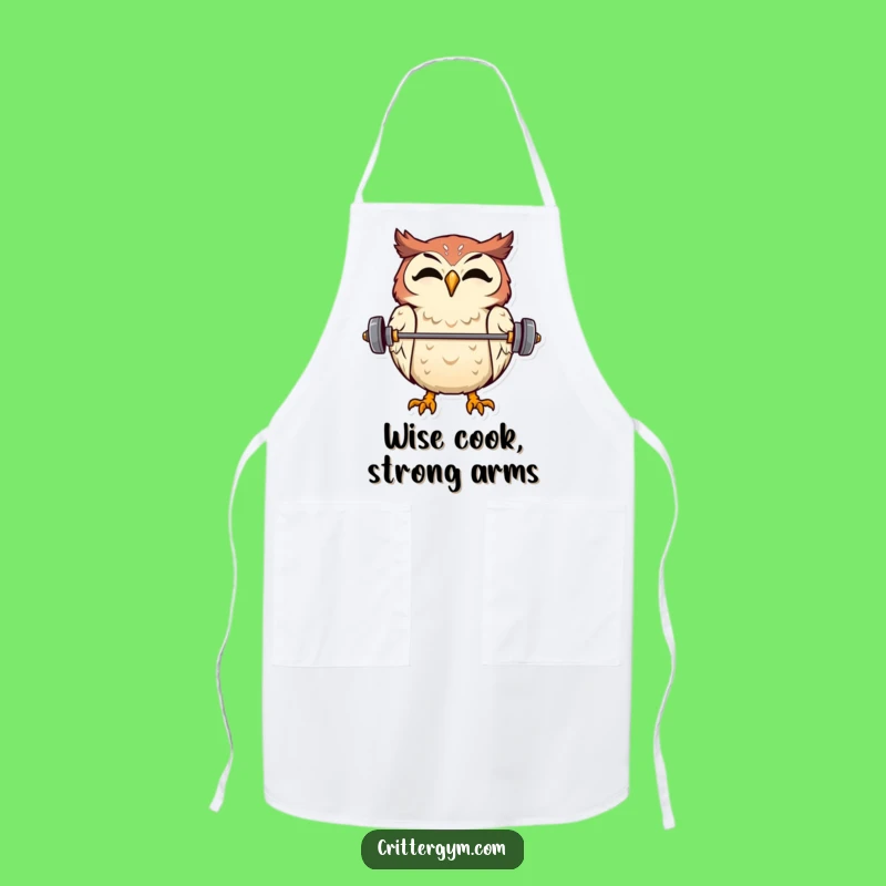 Funny Owl Barbell Apron - Cook with Wise Strength & Humor!