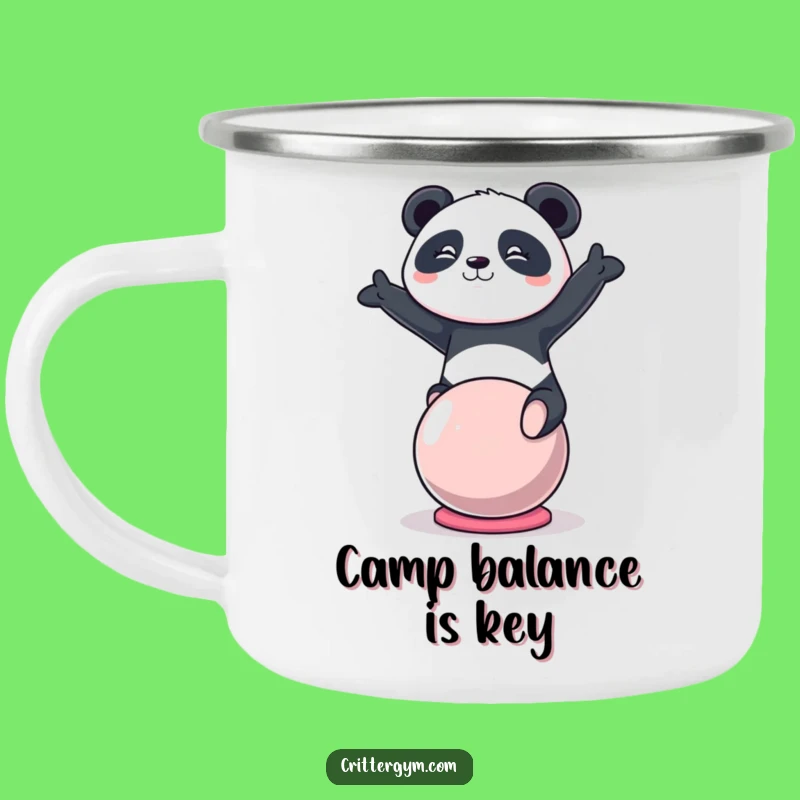 Adventure Ready Funny Kawaii Panda Yoga Ball Camping Mug, Outdoor Motivation Gift