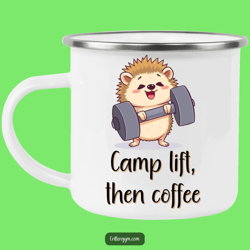 Funny Hedgehog Camping Mug: Enjoy Drinks with Tiny Gym Strength