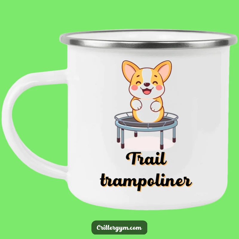 Funny Corgi Trampoline Camping Mug: Bouncy Sips on the Trail