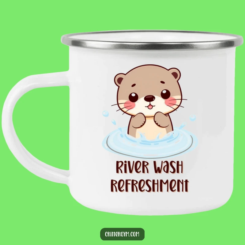 Funny Kawaii Otter Splashing Camping Mug: Hilarious Outdoor Fun Gift