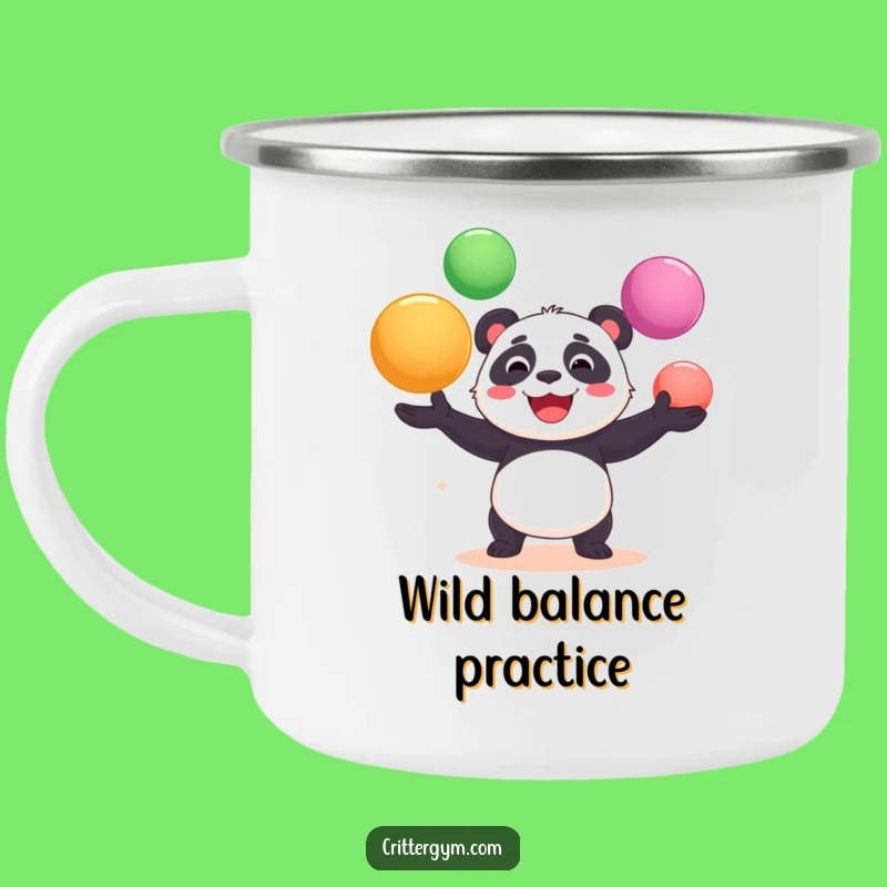 Funny Panda Yoga Ball Camping Mug: Adventure Fuelled by Hilarious Juggling