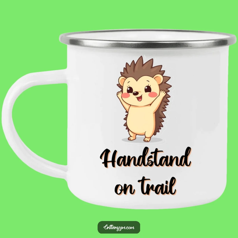 Funny Hedgehog Handstand Camping Mug: Enjoy Your Brew with Quirky Hedgehog Charm