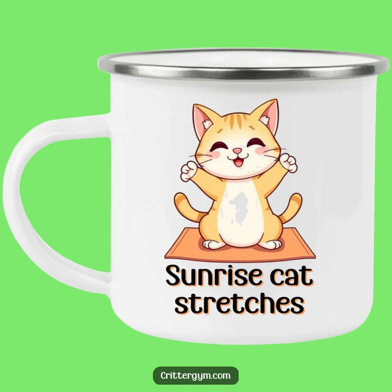 Funny Cat Yoga Camping Mug: Durable & Hilarious Feline Stretch Outdoor Mug