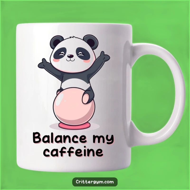 Funny Kawaii Panda Yoga Ball Mug, Hilarious Determination Gift for Fitness Fans
