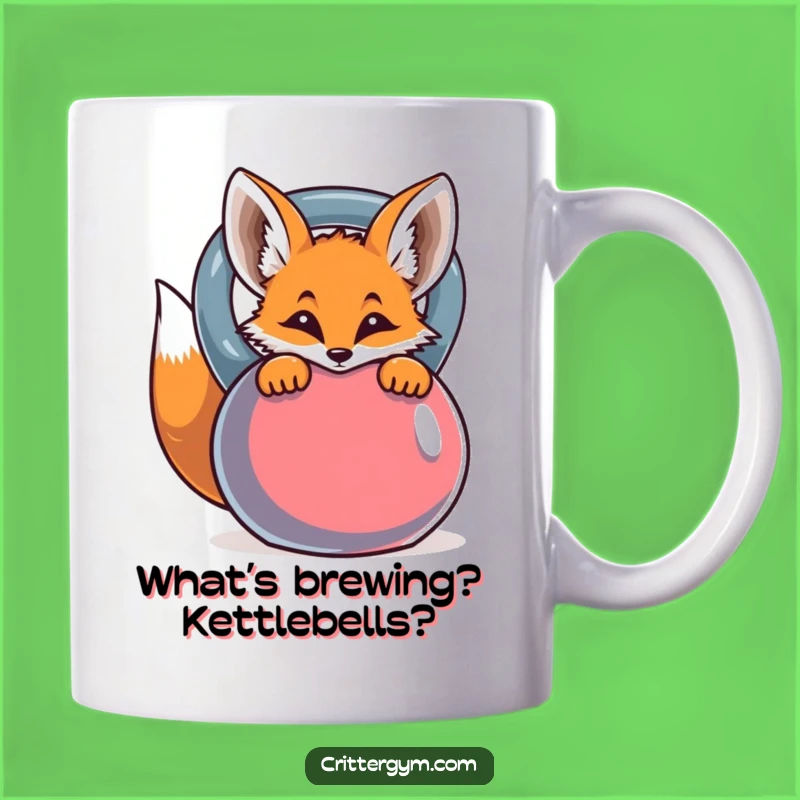 Funny Curious Fox Kettlebell Mug - Perfect Hilarious Gift for Fitness Fanatics!