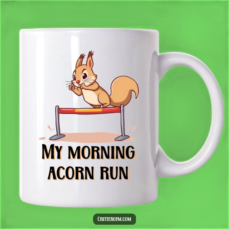 Funny Determined Squirrel Hurdle Leap Mug: Conquer Your Day, Perfect Funny Gift