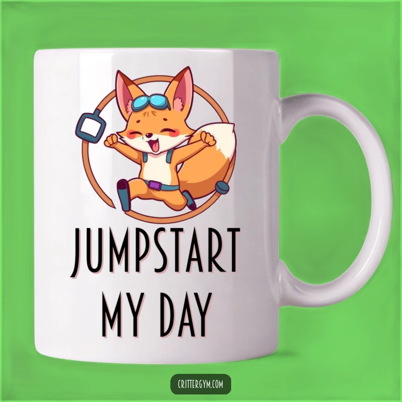 Funny Fox Fitness Leap Mug: Hilarious Gym Fox for Fitness Enthusiasts and Coffee Lovers
