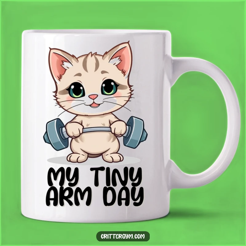 Funny Kitten Lifting Weights Mug: A Proud Gym Beast Perfect for Fitness Fanatics
