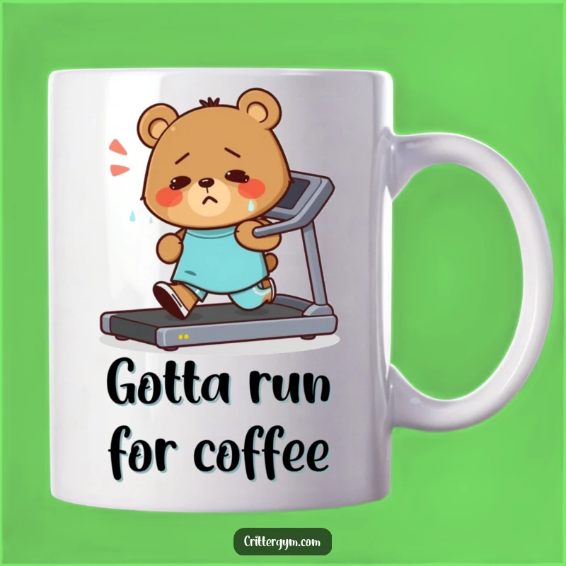 Funny Bear Treadmill Mug: Hilarious Workout Motivation, Perfect Gym Goer Gift