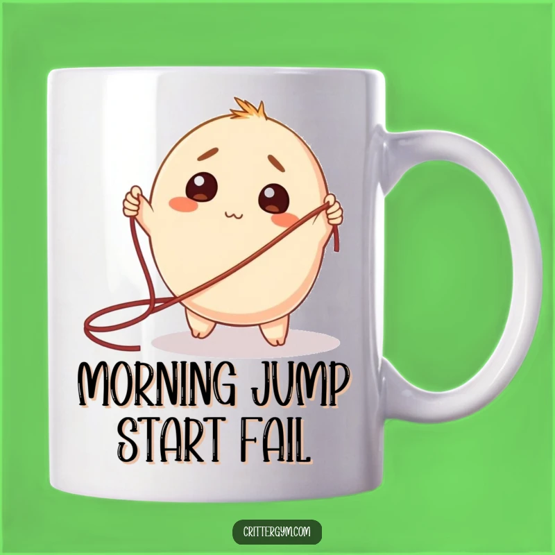 Funny Jump Rope Mug: Bewildered Round Creature, Hilarious Exercise Gift for Clumsy Friends