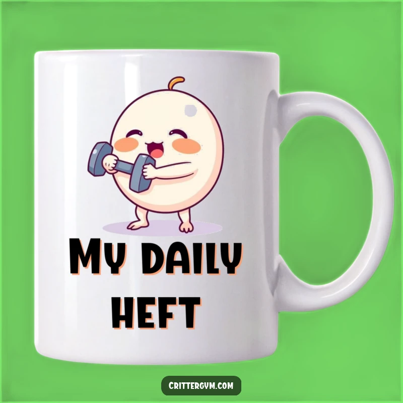 Funny Effort Mug: Spherical Creature Lifting Dumbbell, Hilarious Gym Motivation Gift