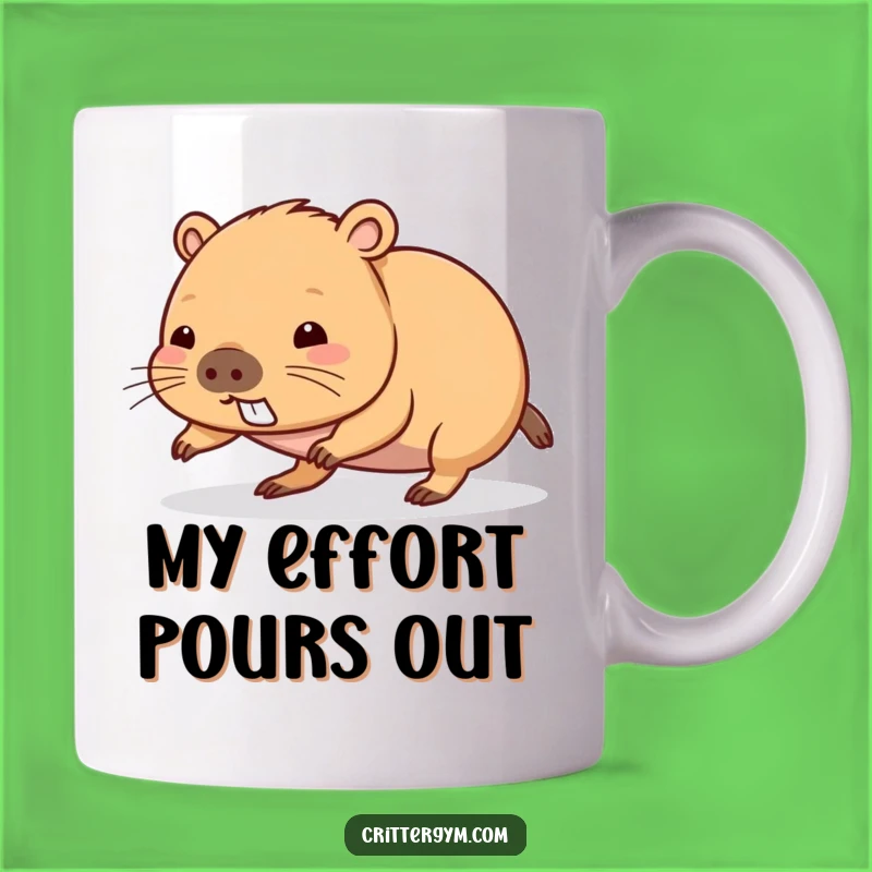Funny Kawaii Capybara Push-Up Mug, Hilarious Effort Gift for Gym Goers