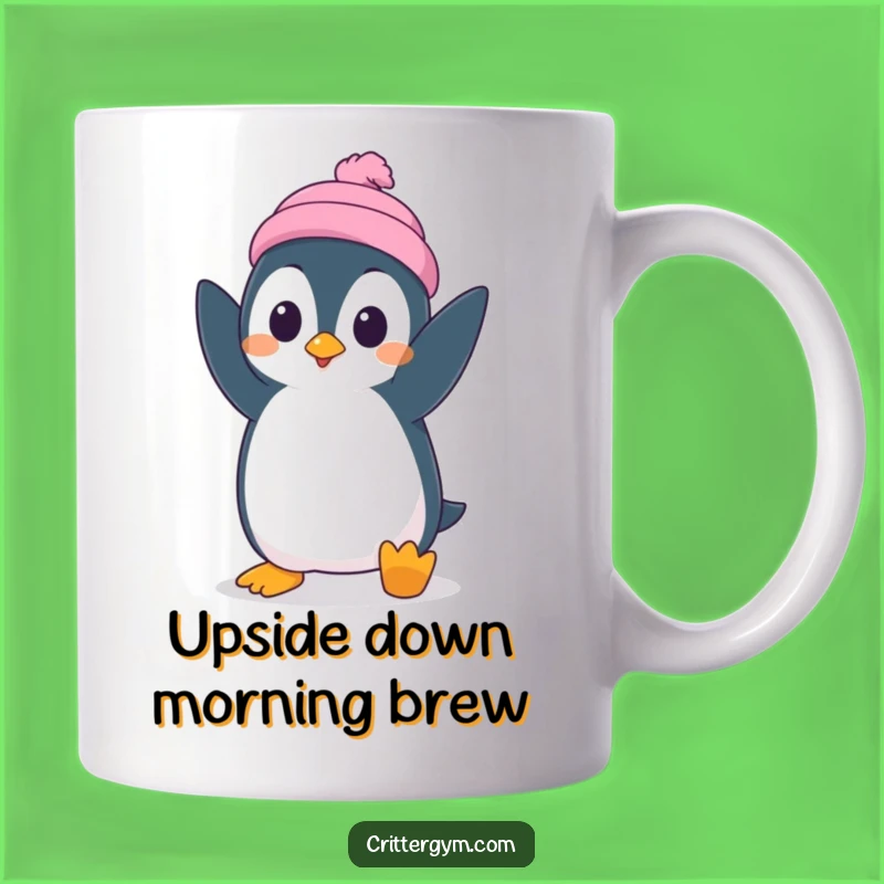 Funny Penguin Handstand Mug - Hilarious Wobbly Gift for Trippers