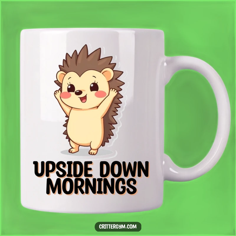 Funny Hedgehog Handstand Mug: Quirky Balance Act for Hedgehog Lovers and Gift Seekers