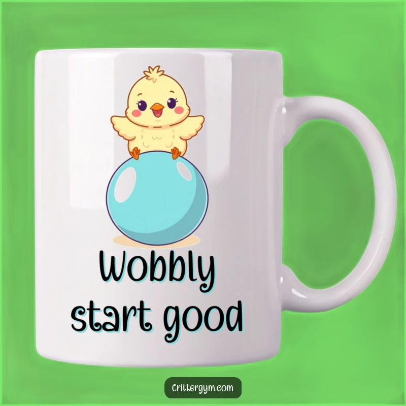 Funny Chick Mug: Wobbly Yoga Ball Chick, a Perfect Funny Gift for Balance Seekers!