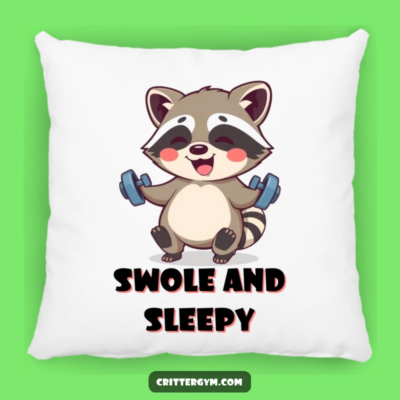 Funny Kawaii Raccoon Fitness Pillow: Cozy Giggling Racoon Cushion, Hilarious Decor Gift
