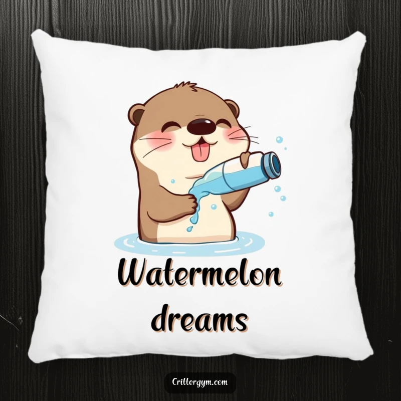 Funny Playful Otter Pillow: An otter splashes water on its face, offering comfort and humor.