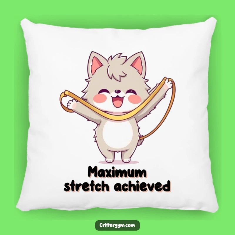 Funny Workout Pillow: Resistance Band Stretch Furry Character Cushion, Comfy Gift Decor