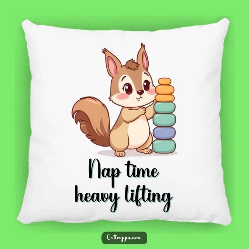 Funny Squirrel Gym Pillow - Comfy, Humorous Decor for Workout Enthusiasts