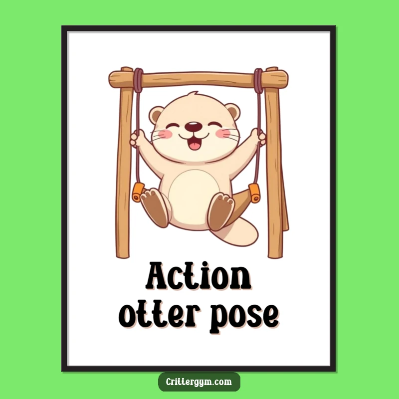 Funny Otter Joyful Swing Digital Art - Instant Download for Smiles