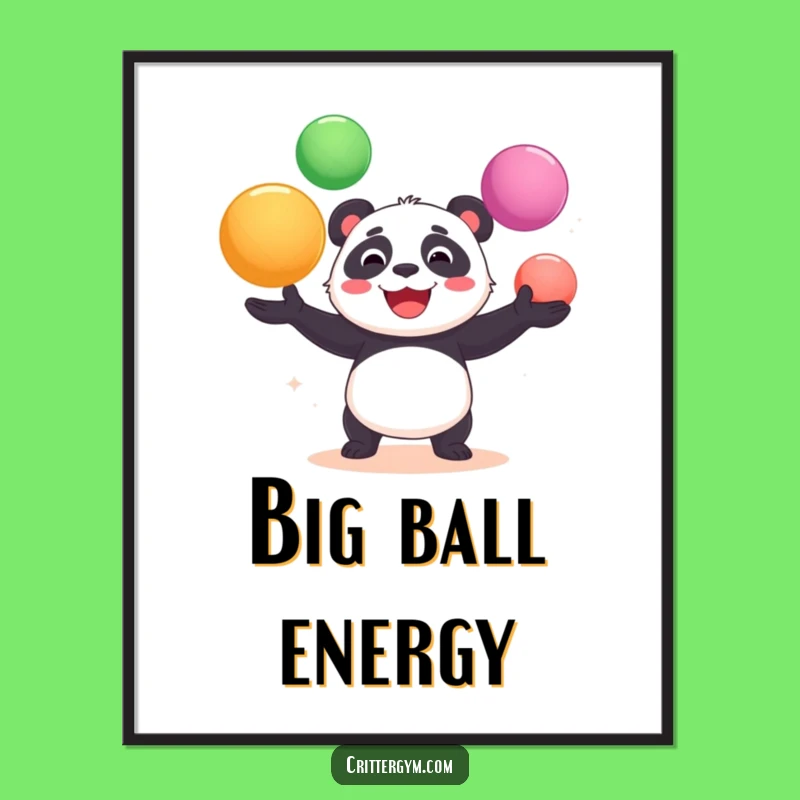 Funny Panda Yoga Ball Art Print: Hilarious Decor for a Cheerful Space