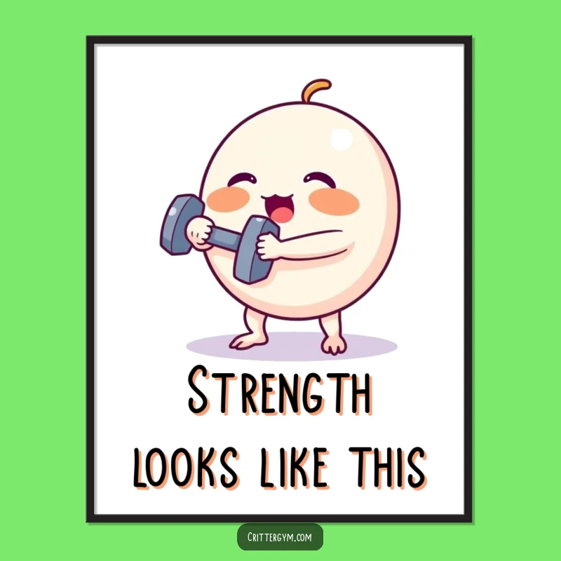 Funny Art Print: Spherical Creature Dumbbell Lift, Hilarious Wall Decor Gift