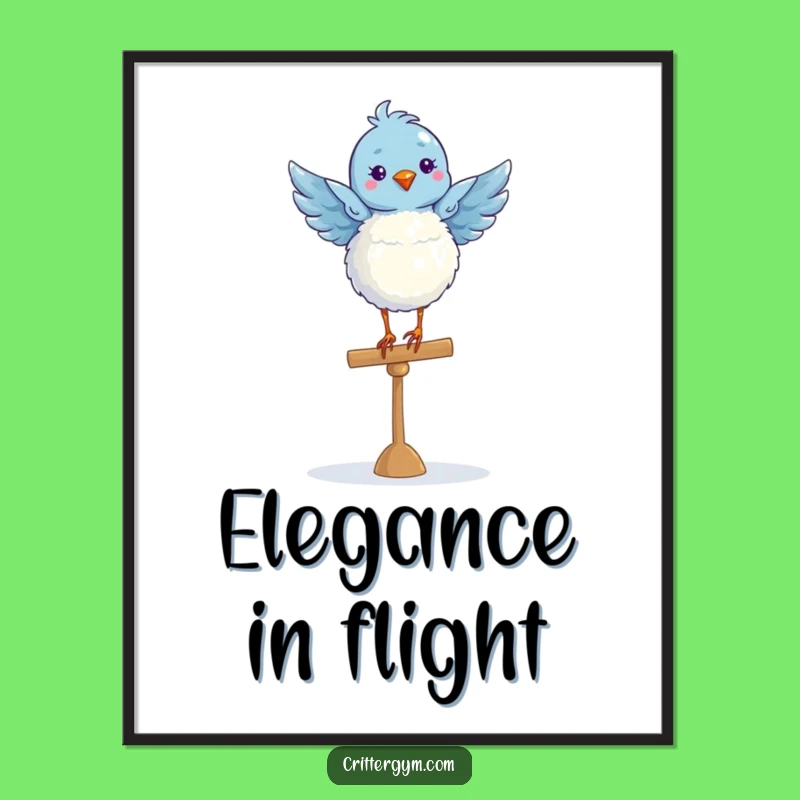 Funny Blue Bird Ballet Digital Art: Instant Elegance and Humor
