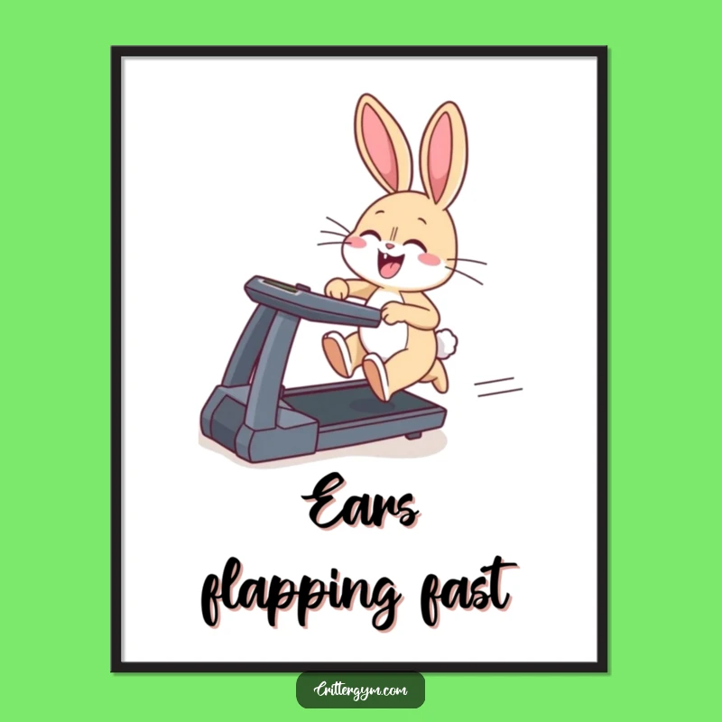 Funny Bunny Treadmill Art Print: Hilarious Decor for an Energetic Room