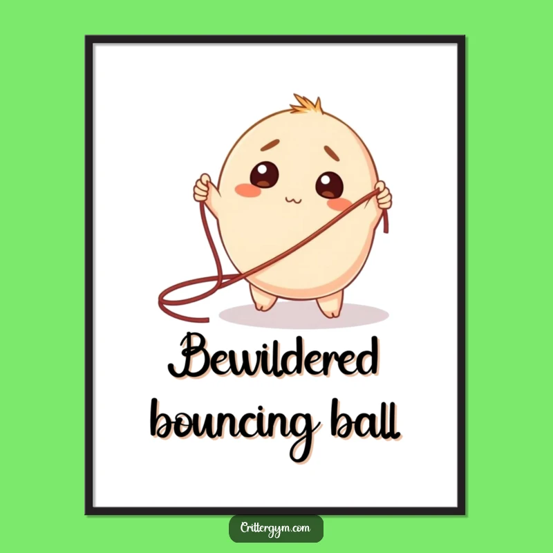 Funny Digital Art: Bewildered Creature Jump Rope Print, Instant Humorous Decor Gift