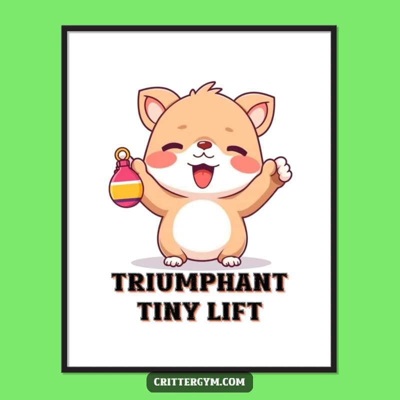 Funny Digital Art: Cheerful Creature Lifting Print, Instant Adorable Decor Gift