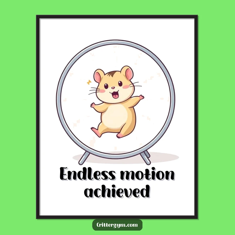 Funny Digital Art: Hamster Wheel Runner Print, Instant Energetic Decor Gift