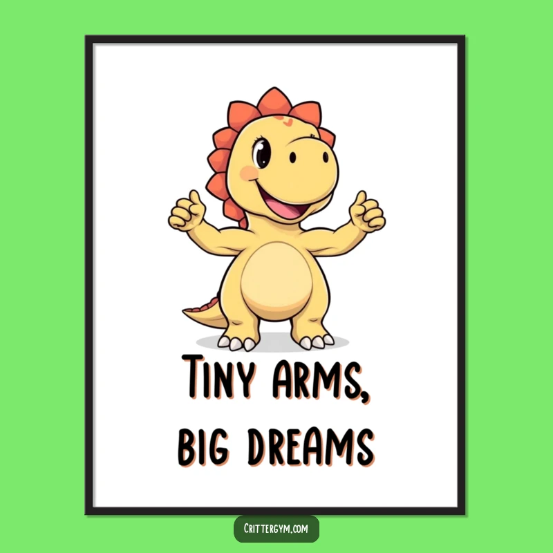 Funny Dino Flex Digital Print: Joyful Dinosaur Tiny Biceps Art - Instant Hilarious Decor!