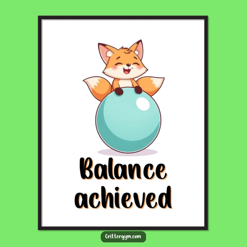 Funny Fox Balance Digital Art: Hilarious Fitness Download, Perfect Funny Gift