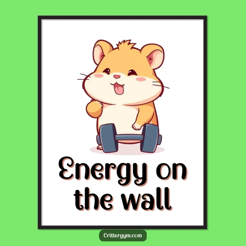 Funny Hamster Digital Art: Energetic Gym Print, an Instant Funny Gift for Walls!