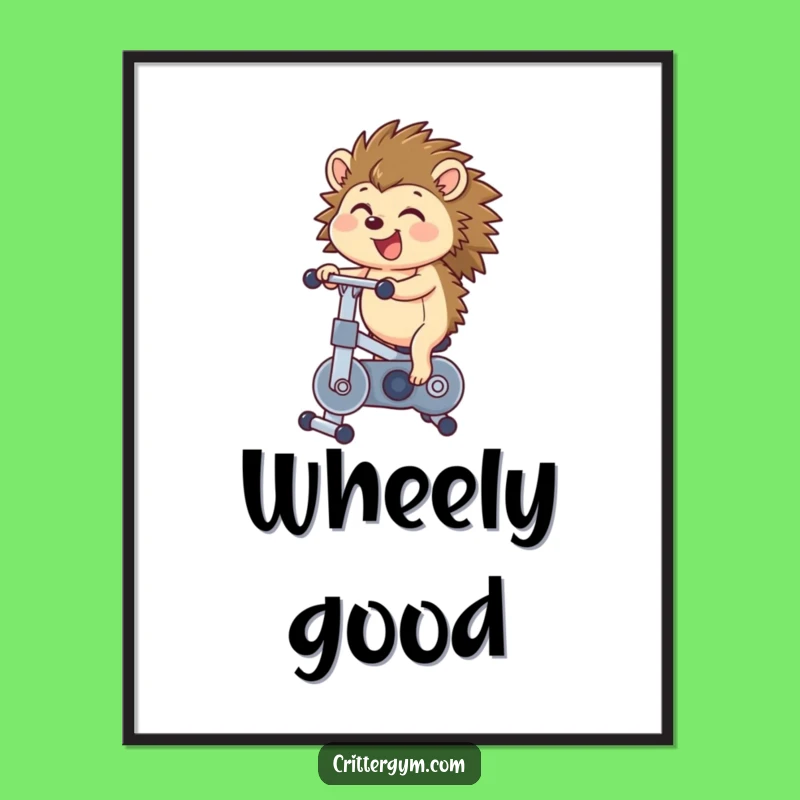 Funny Hedgehog Bike Digital Art Print: Instant Fitness Fun, Perfect Quirky Gift Download