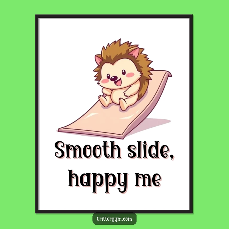 Funny Hedgehog Digital Art: Happy Slide Joyful Wall Decor