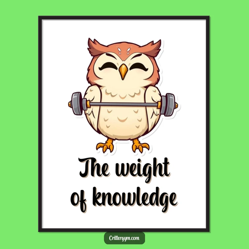 Funny Owl Barbell Digital Art - Instant Hilarious Wisdom & Motivation!