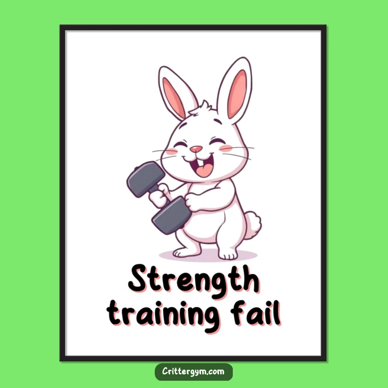 Funny Rabbit Gym Digital Art: Workout Fail Download, Perfect Funny Gift