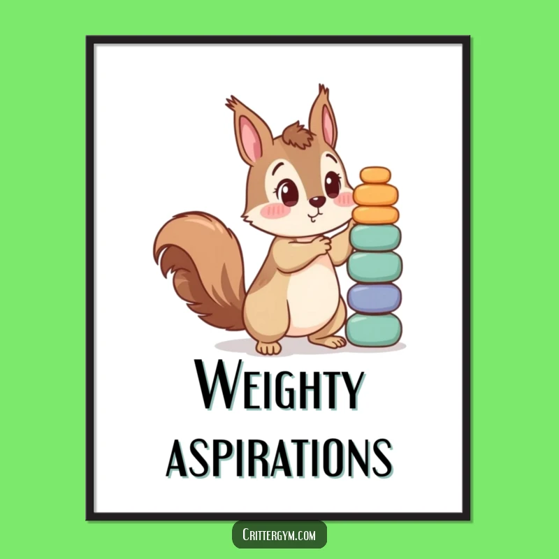 Funny Squirrel Lifting Weights Digital Art - Humorous Surprise Decor for Walls