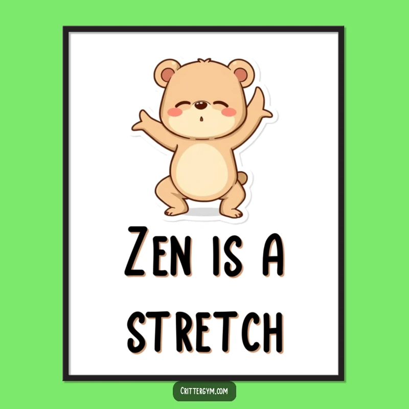 Funny Yoga Bear Digital Art: Hilarious Printable Decor for Your Home Gym