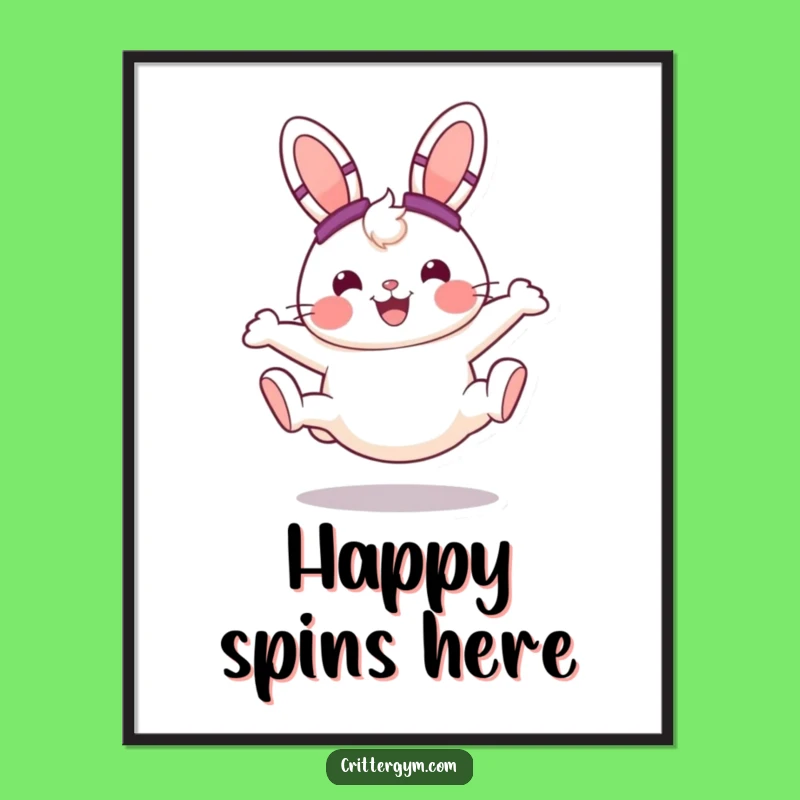 Funny Bunny Digital Art: Cheerful Cartwheel Print, an Instant Funny Gift for Walls!