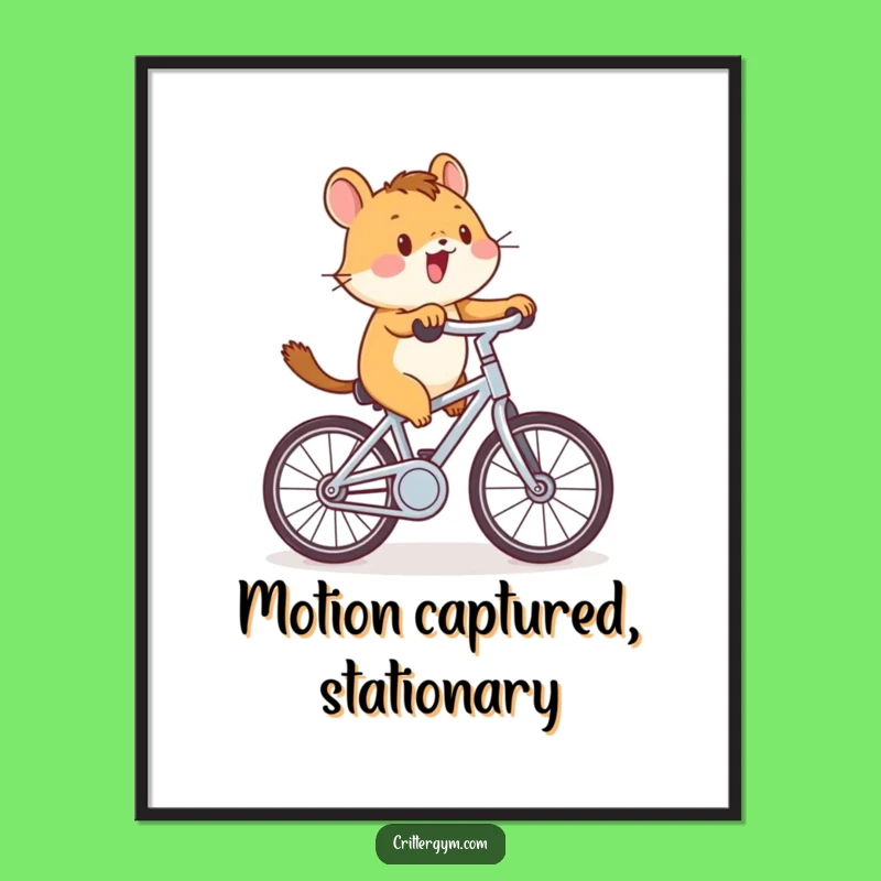 Funny Critter Cycling Digital Art: Instant Hilarious Wall Decor!