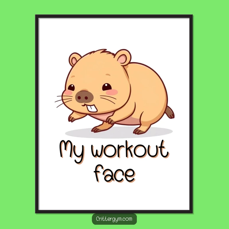 Instant Effort Funny Kawaii Capybara Push-Up Digital Art, Printable Gift