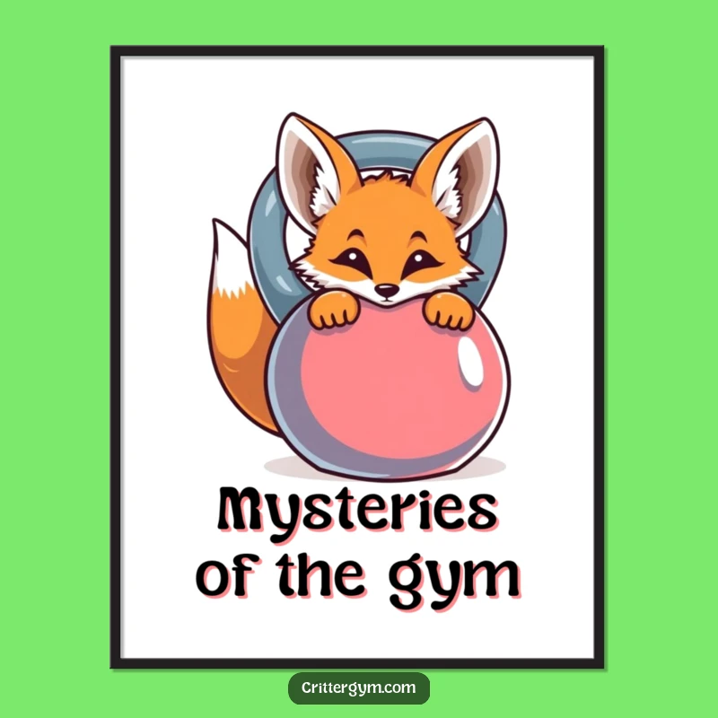 Funny Curious Fox Kettlebell Digital Art - Instant Hilarious Workout Motivation!