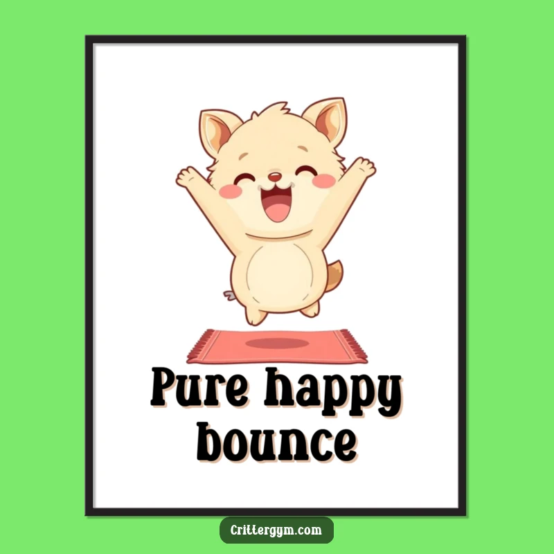 Funny Art Print: Fluffy Animal Yoga Bounce, Hilarious Wall Decor Gift