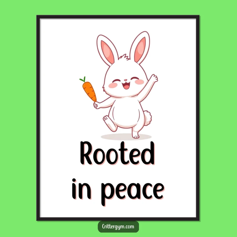 Funny Bunny Yoga Digital Art: Hilarious Carrot Pose Print for Instant Joy