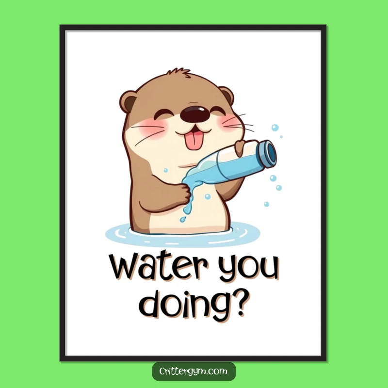 Funny Playful Otter Digital Art: Hilarious Printable Decor for Water Lovers