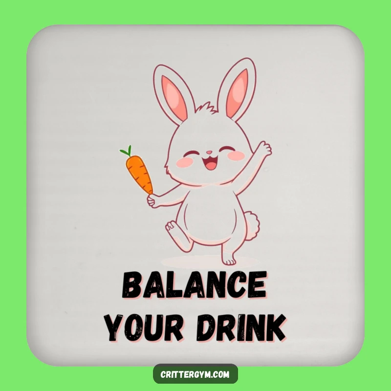 Funny Bunny Yoga Coaster: Protect Surfaces with Hilarious Carrot Balancing Art